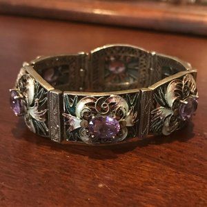 QVC Artisan Sterling Amethyst Cloisonne Bracelet